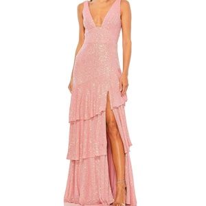 MAC DUGGAL SEQUIN ASYMMETRICAL RUFFLE TIERED GOWN - BRAND NEW WITH TAGS
